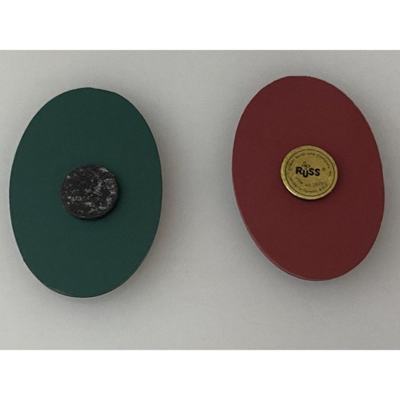 Vintage Russ Folk Art Style Wooden Wood Christmas Refrigerator Magnets Lot Of 2 - Picture 6 of 16